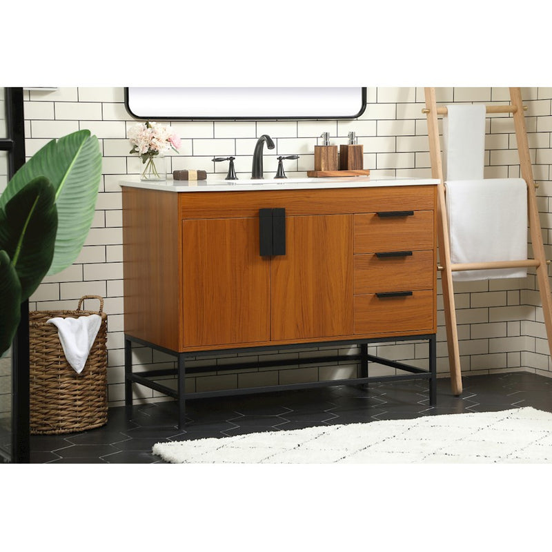 Elegant Kitchen/Bath Eugene 42" Single Bathroom Vanity, Teak