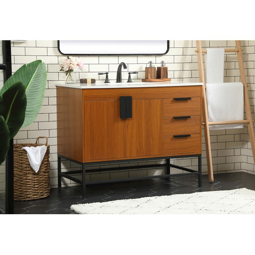 Elegant Kitchen/Bath Eugene 42" Single Bathroom Vanity, Teak