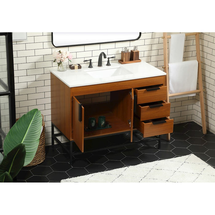 Elegant Kitchen/Bath Eugene 42" Single Bathroom Vanity, Teak