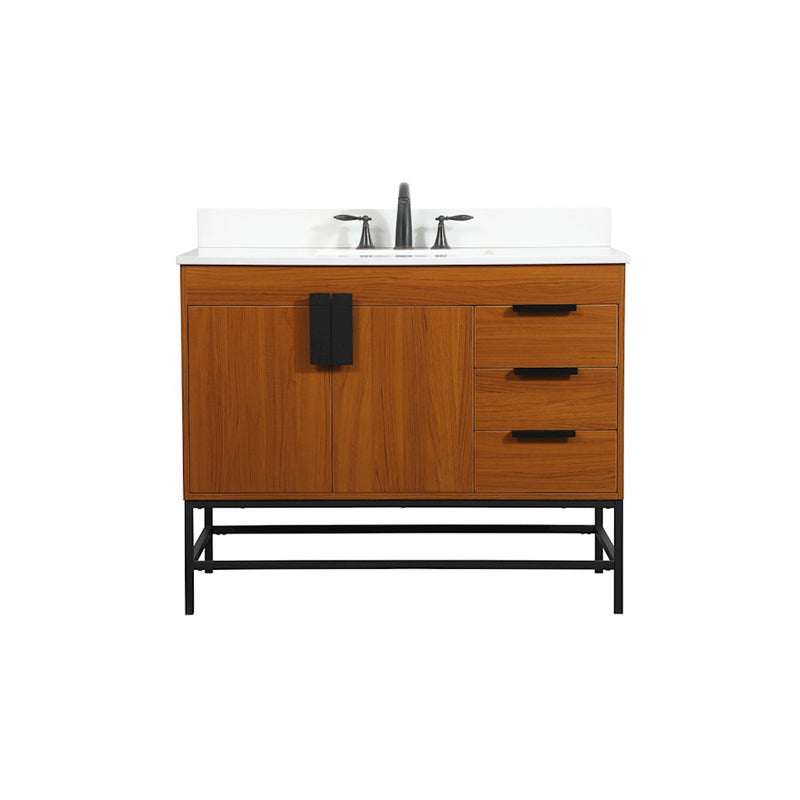 Elegant Eugene 42" Single Bathroom Vanity, Teak/Backsplash - VF48842MTK-BS