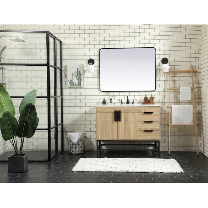 Elegant Eugene 42" Single Bathroom Vanity, Teak/Backsplash