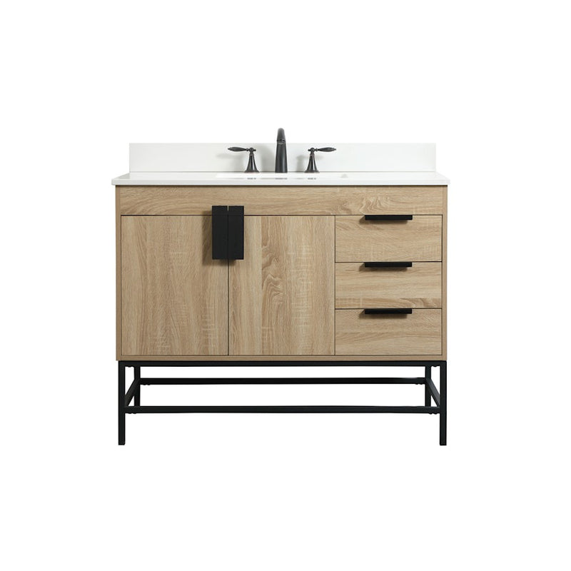 Elegant Eugene 42" Single Bathroom Vanity, Mango Wood/Backsplash - VF48842MW-BS