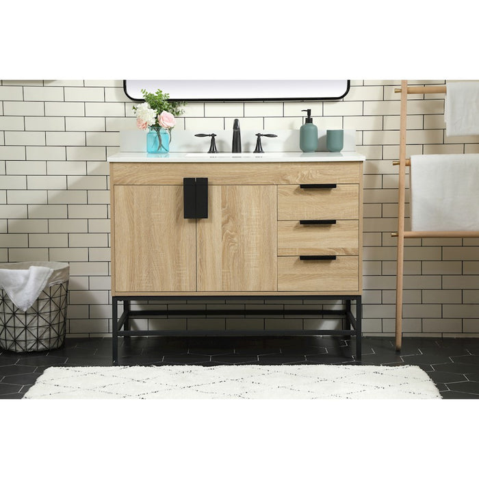 Elegant Eugene 42" Single Bathroom Vanity, Mango Wood/Backsplash