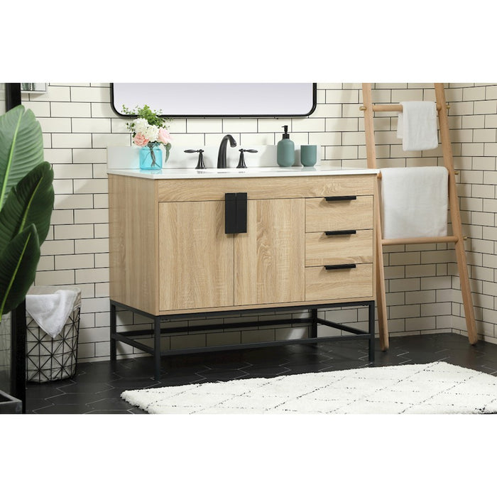 Elegant Eugene 42" Single Bathroom Vanity, Mango Wood/Backsplash