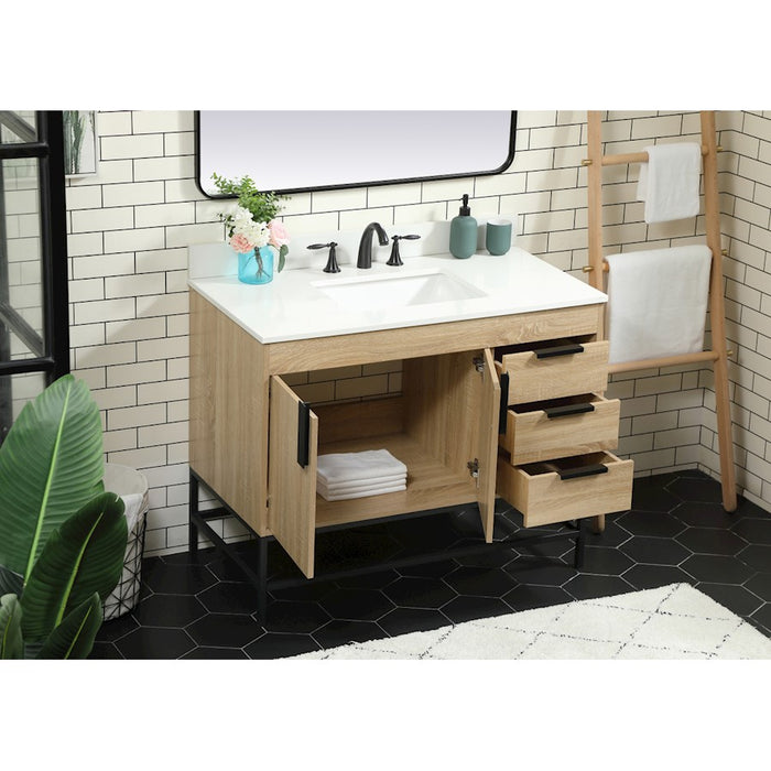 Elegant Eugene 42" Single Bathroom Vanity, Mango Wood/Backsplash