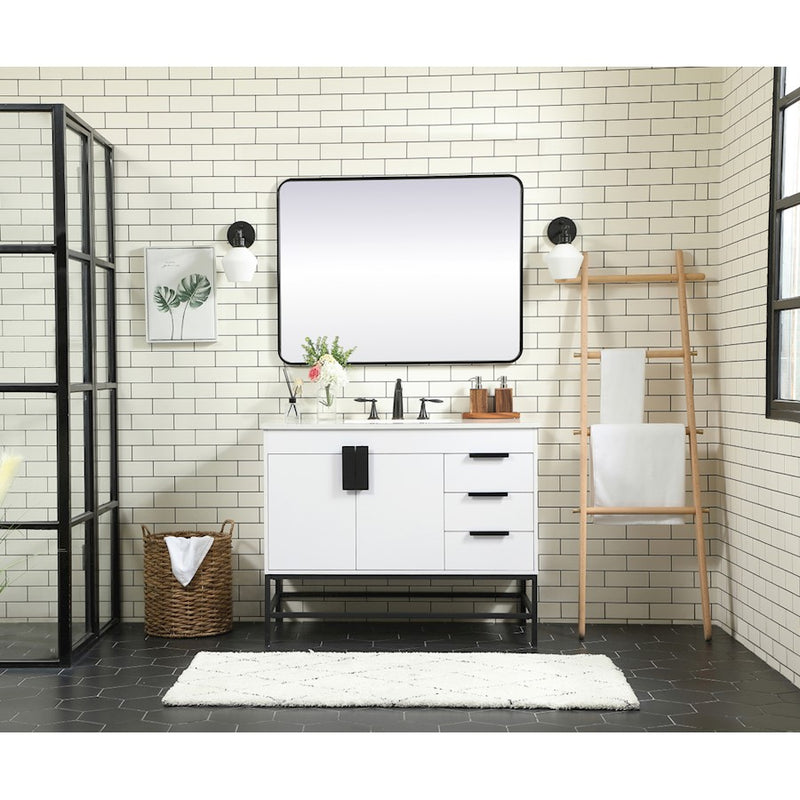 Elegant Eugene 42" Single Bathroom Vanity, Mango Wood/Backsplash