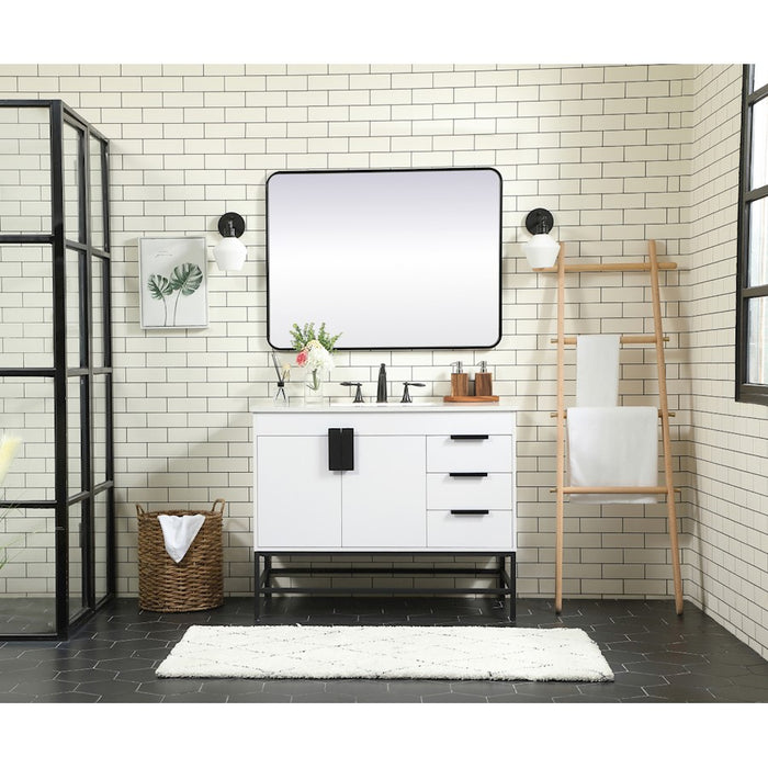 Elegant Eugene 42" Single Bathroom Vanity, Mango Wood/Backsplash