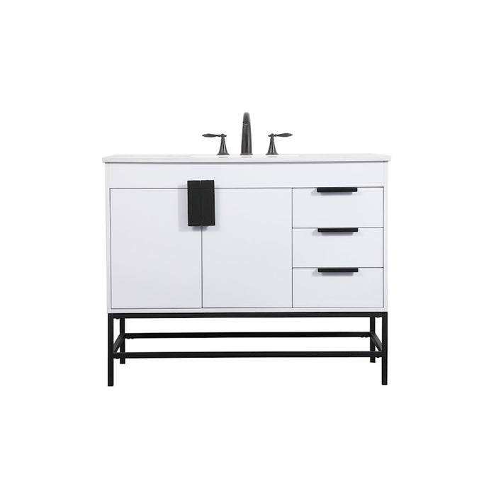 Elegant Kitchen/Bath Eugene 42" Single Bathroom Vanity, White - VF48842MWH