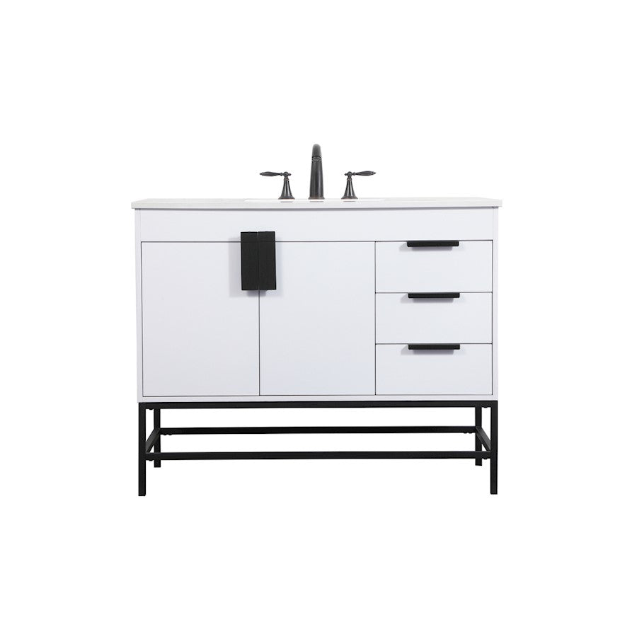 Elegant Kitchen/Bath Eugene 42" Single Bathroom Vanity, White - VF48842MWH