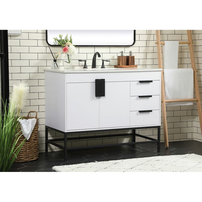 Elegant Kitchen/Bath Eugene 42" Single Bathroom Vanity, White