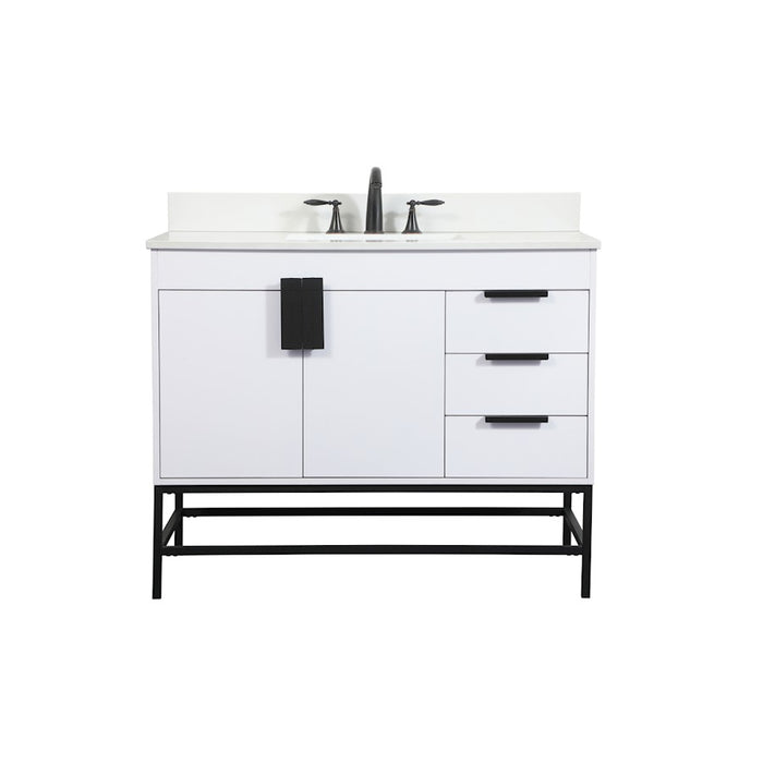 Elegant Eugene 42" Single Bathroom Vanity, White/Backsplash - VF48842MWH-BS