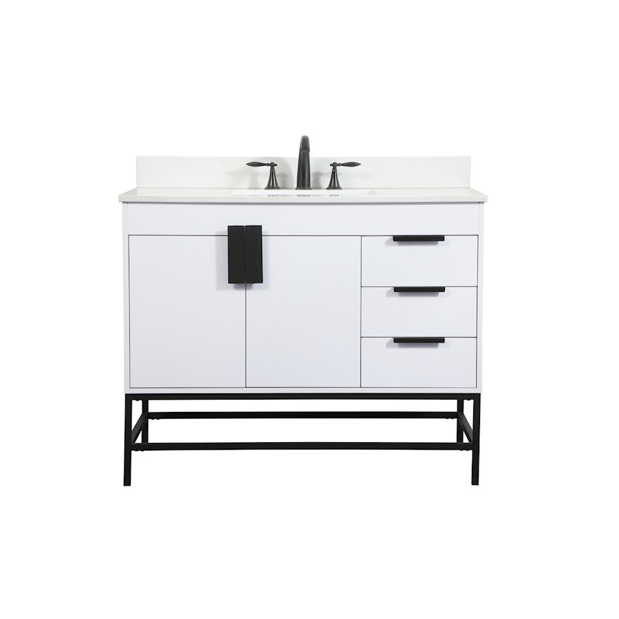 Elegant Eugene 42" Single Bathroom Vanity, White/Backsplash - VF48842MWH-BS