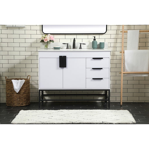 Elegant Eugene 42" Single Bathroom Vanity, White/Backsplash