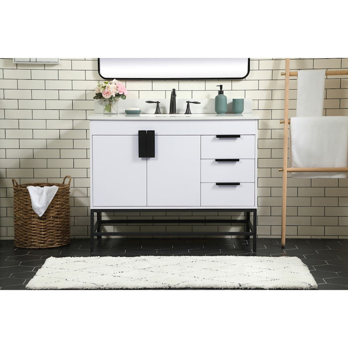 Elegant Eugene 42" Single Bathroom Vanity, White/Backsplash