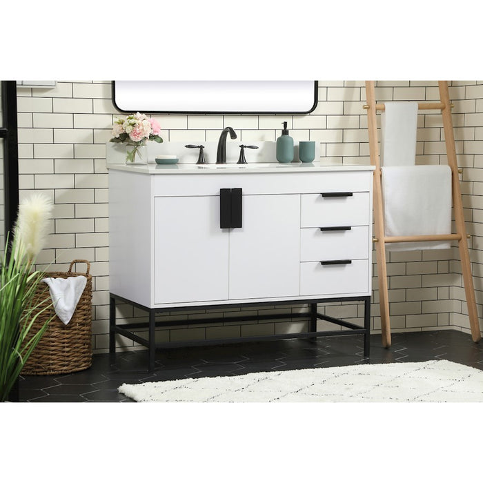 Elegant Eugene 42" Single Bathroom Vanity, White/Backsplash