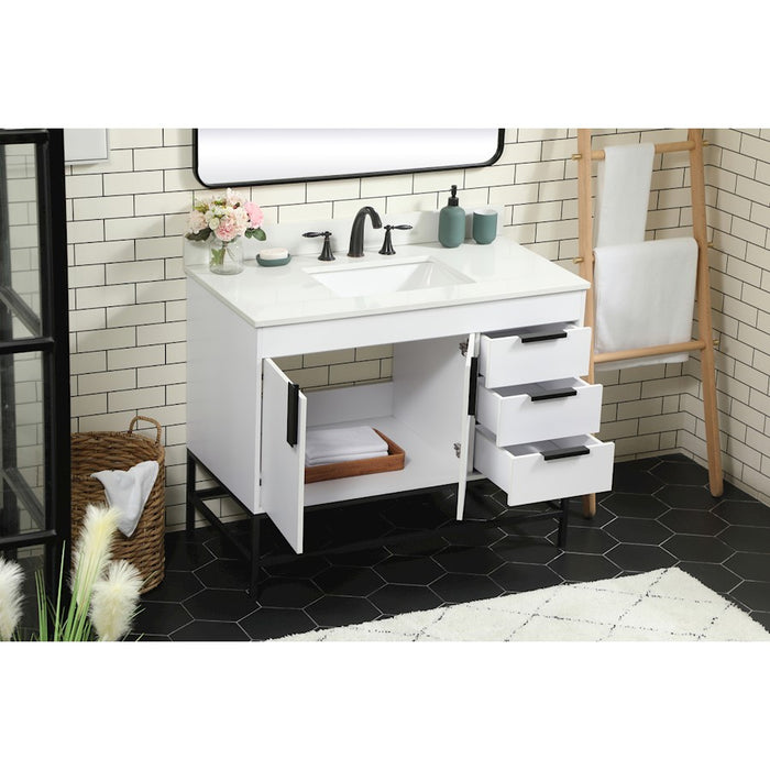 Elegant Eugene 42" Single Bathroom Vanity, White/Backsplash