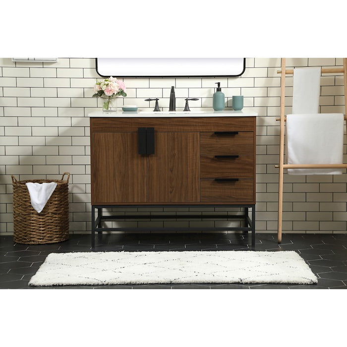Elegant Kitchen/Bath Eugene 42" Single Bathroom Vanity, Walnut