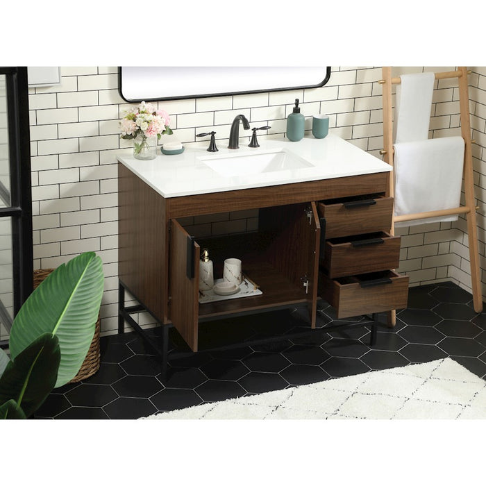 Elegant Kitchen/Bath Eugene 42" Single Bathroom Vanity, Walnut
