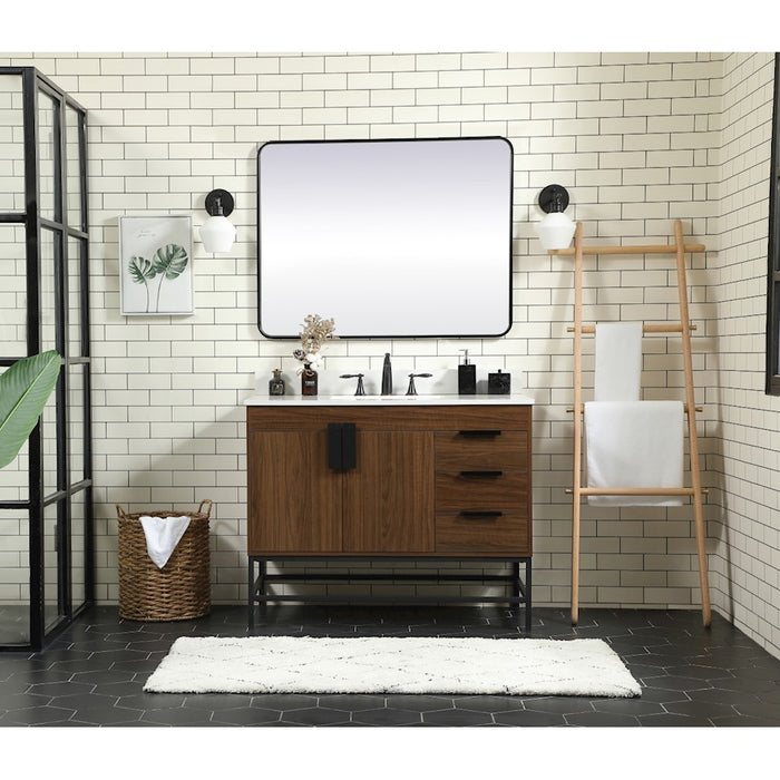 Elegant Kitchen/Bath Eugene 42" Single Bathroom Vanity, Walnut