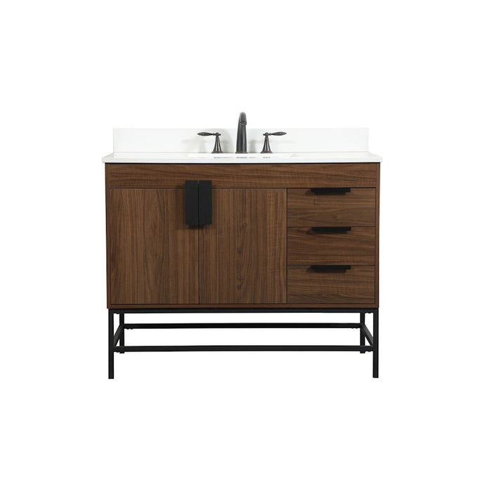 Elegant Eugene 42" Single Bathroom Vanity, Walnut/Backsplash - VF48842MWT-BS