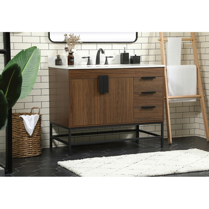 Elegant Eugene 42" Single Bathroom Vanity, Walnut/Backsplash