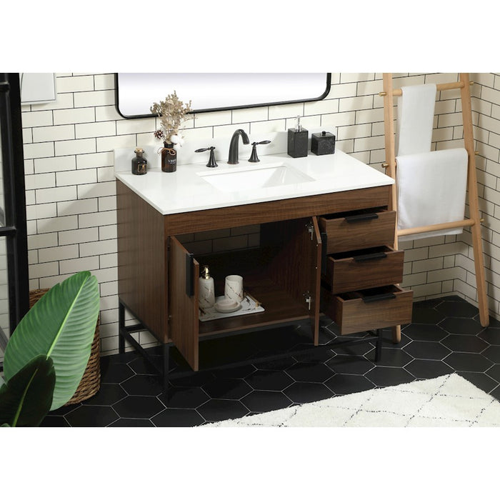 Elegant Eugene 42" Single Bathroom Vanity, Walnut/Backsplash