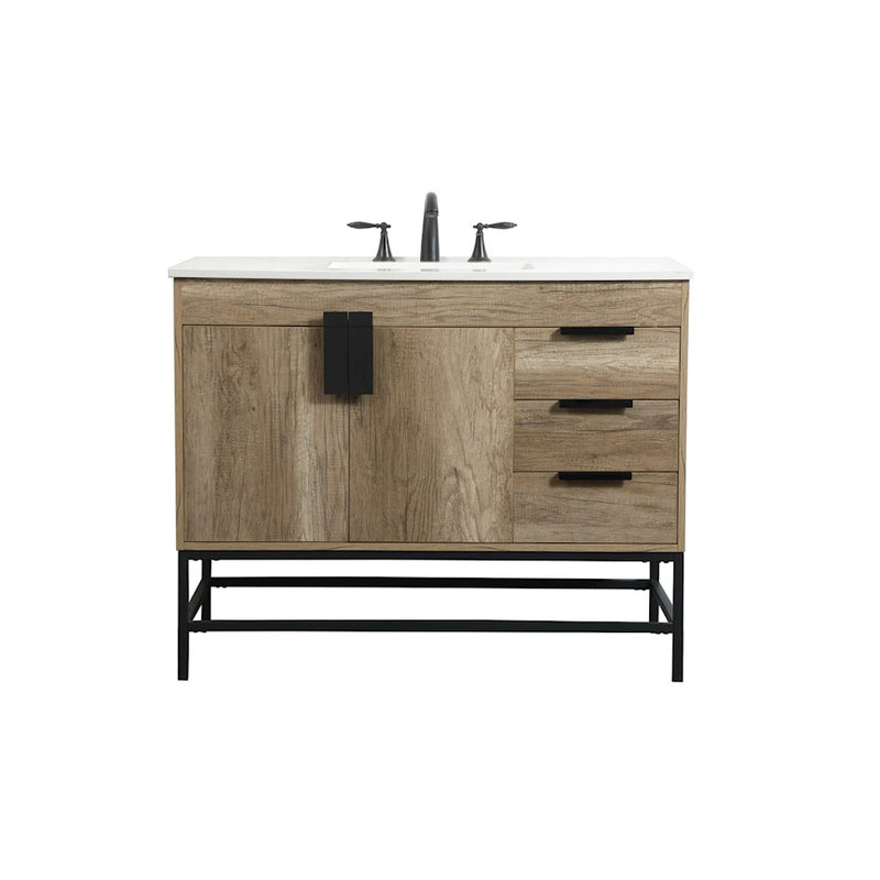 Elegant Kitchen/Bath Eugene 42" Single Bathroom Vanity, Natural Oak - VF48842NT