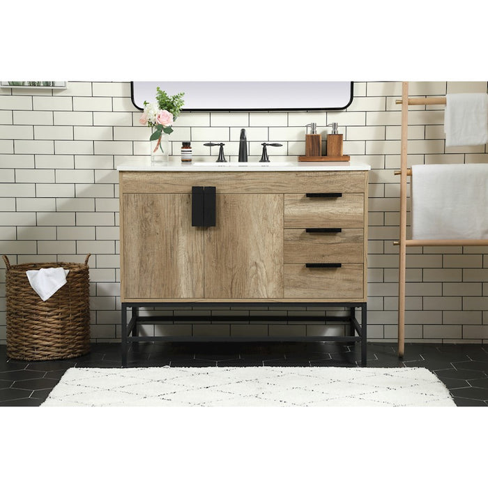 Elegant Kitchen/Bath Eugene 42" Single Bathroom Vanity, Natural Oak