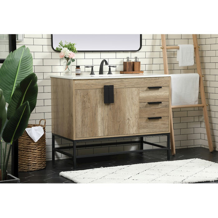 Elegant Kitchen/Bath Eugene 42" Single Bathroom Vanity, Natural Oak