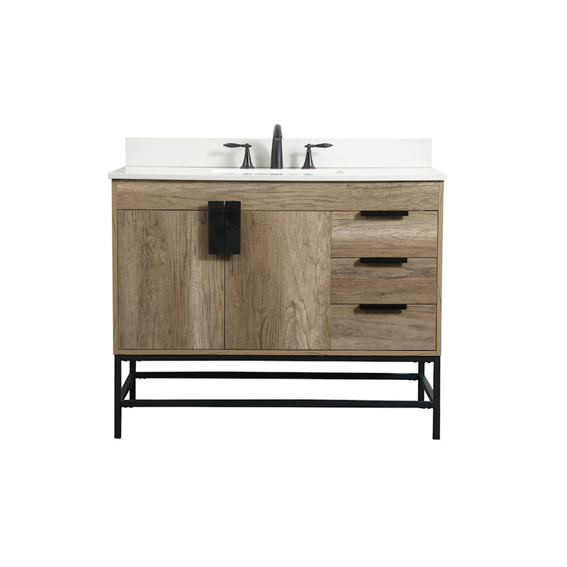 Elegant Eugene 42" Single Bathroom Vanity, Natural Oak/Backsplash - VF48842NT-BS