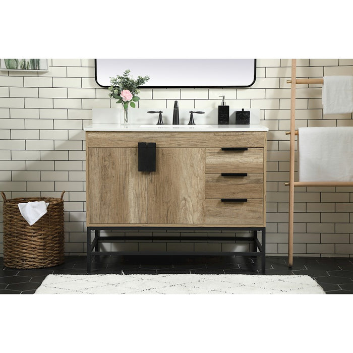 Elegant Eugene 42" Single Bathroom Vanity, Natural Oak/Backsplash