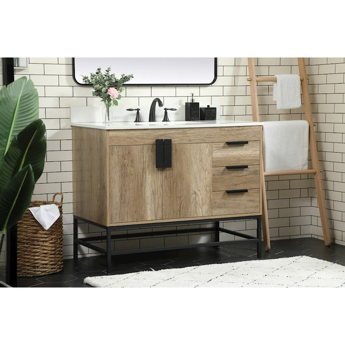 Elegant Eugene 42" Single Bathroom Vanity, Natural Oak/Backsplash