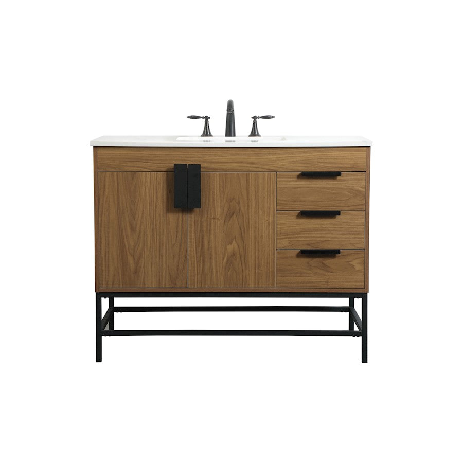 Elegant Kitchen/Bath Eugene 42" Single Bathroom Vanity, Walnut Brown - VF48842WB