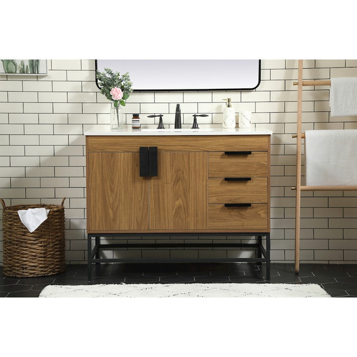 Elegant Kitchen/Bath Eugene 42" Single Bathroom Vanity, Walnut Brown