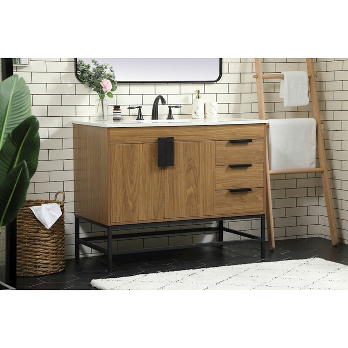 Elegant Kitchen/Bath Eugene 42" Single Bathroom Vanity, Walnut Brown
