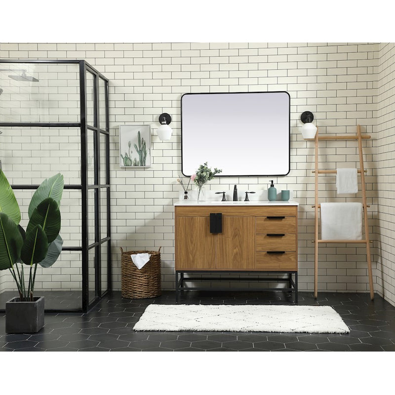Elegant Kitchen/Bath Eugene 42" Single Bathroom Vanity, Walnut Brown