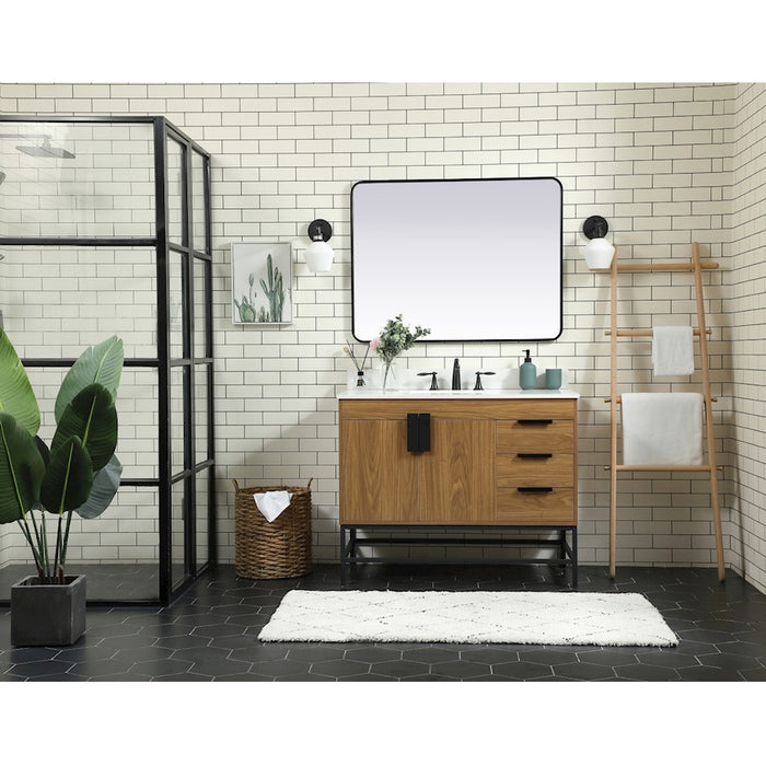Elegant Kitchen/Bath Eugene 42" Single Bathroom Vanity, Walnut Brown
