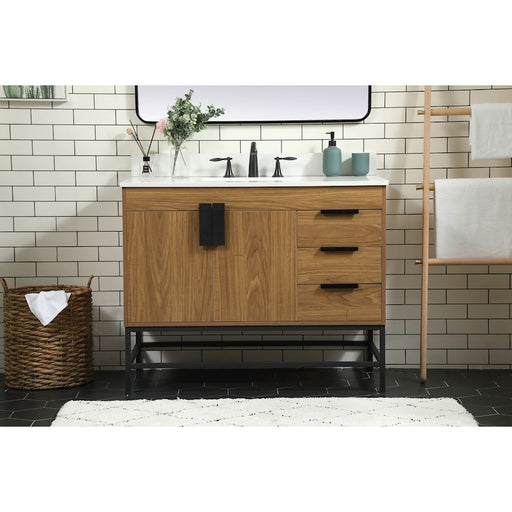 Elegant Eugene 42" Single Vanity, Walnut Brown/Backsplash