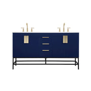 Elegant Kitchen/Bath Eugene 60" Double Bathroom Vanity, Blue - VF48860DMBL