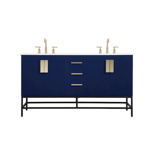 Elegant Kitchen/Bath Eugene 60" Double Bathroom Vanity, Blue - VF48860DMBL