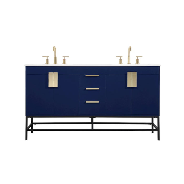 Elegant Kitchen/Bath Eugene 60" Double Bathroom Vanity, Blue - VF48860DMBL