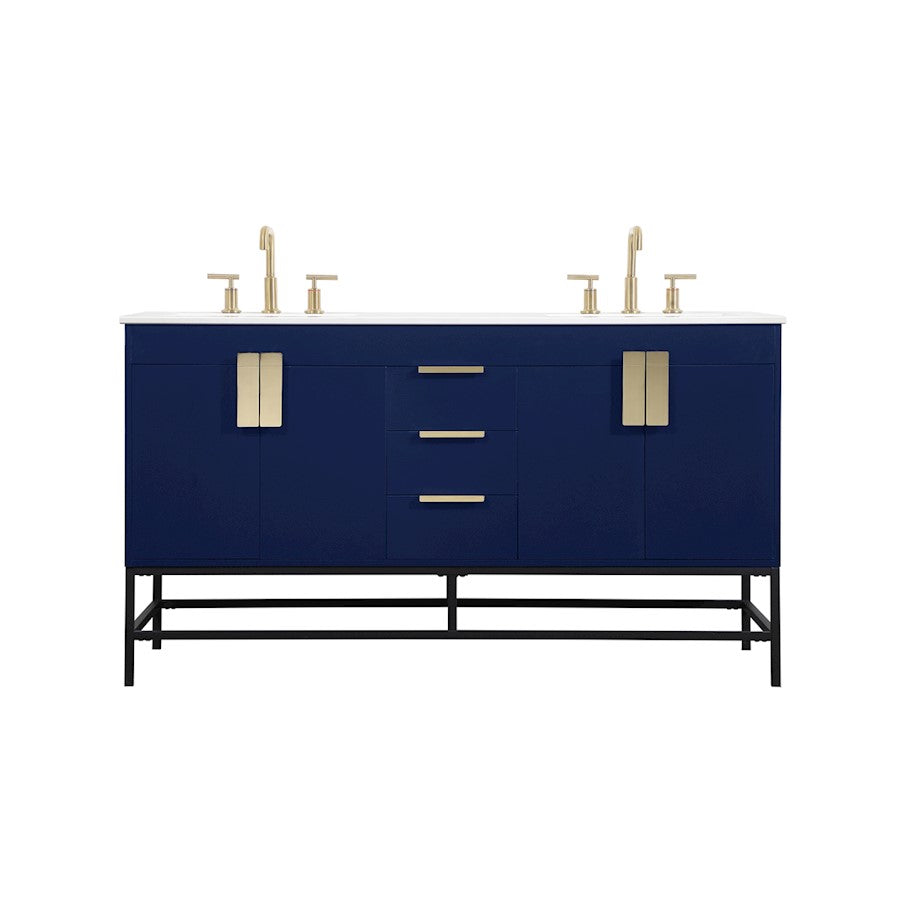 Elegant Kitchen/Bath Eugene 60" Double Bathroom Vanity, Blue - VF48860DMBL