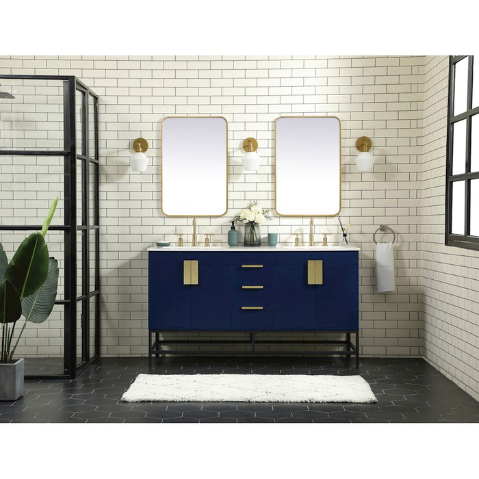 Elegant Kitchen/Bath Eugene 60" Double Bathroom Vanity, Blue
