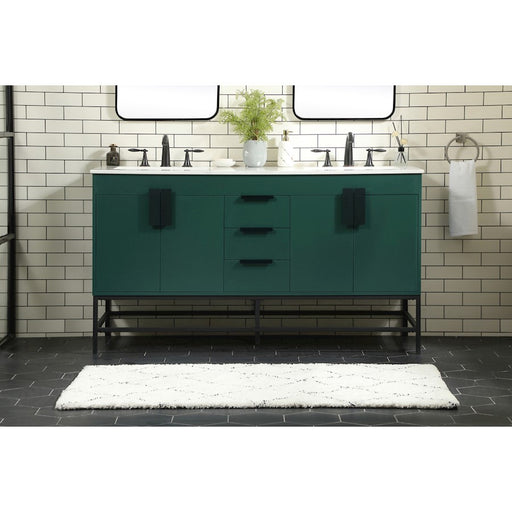 Elegant Kitchen/Bath Eugene 60" Double Bathroom Vanity, Green