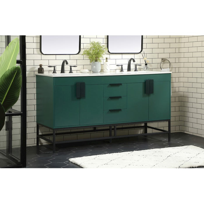 Elegant Kitchen/Bath Eugene 60" Double Bathroom Vanity, Green