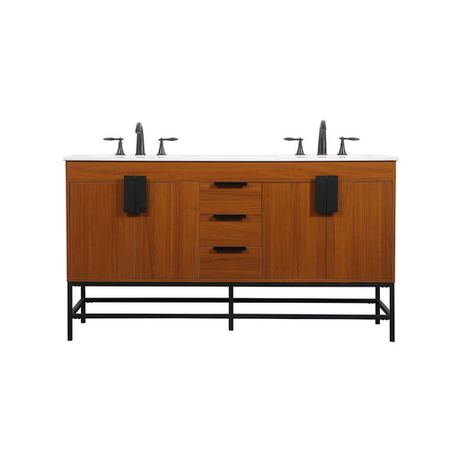 Elegant Kitchen/Bath Eugene 60" Double Bathroom Vanity, Teak - VF48860DMTK