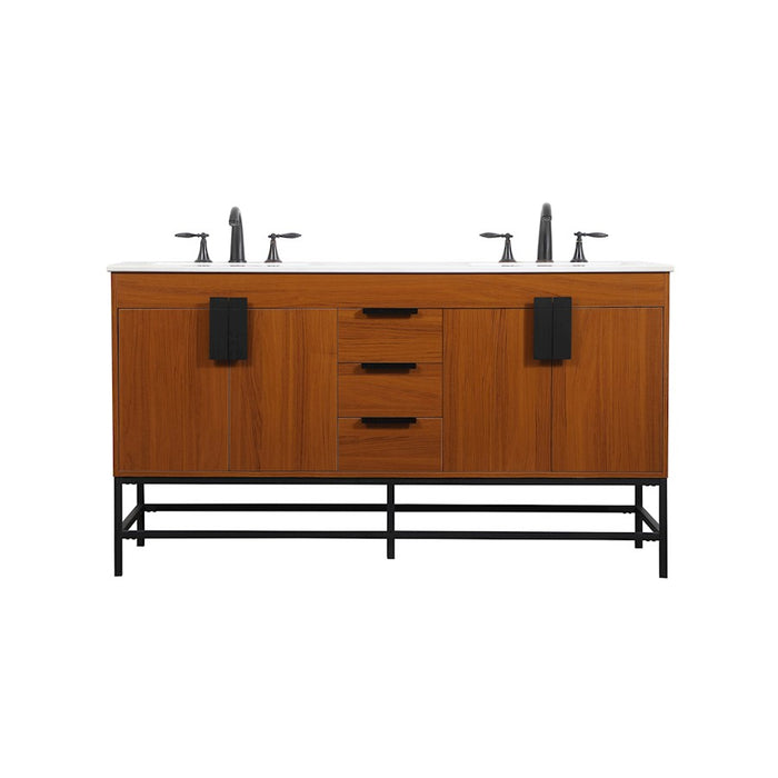 Elegant Kitchen/Bath Eugene 60" Double Bathroom Vanity, Teak - VF48860DMTK