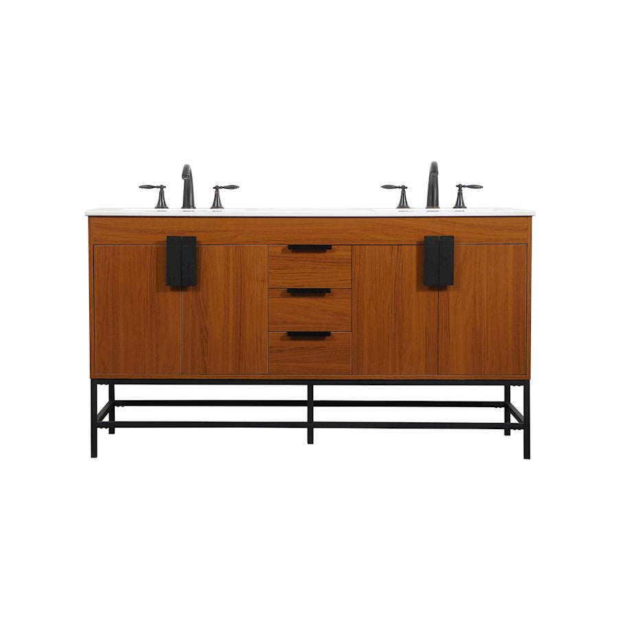 Elegant Kitchen/Bath Eugene 60" Double Bathroom Vanity, Teak - VF48860DMTK