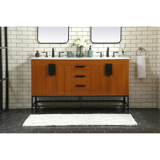 Elegant Kitchen/Bath Eugene 60" Double Bathroom Vanity, Teak