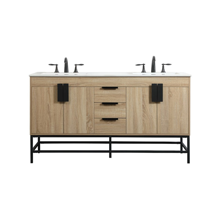 Elegant Kitchen/Bath Eugene 60" Double Bathroom Vanity, Mango Wood - VF48860DMW